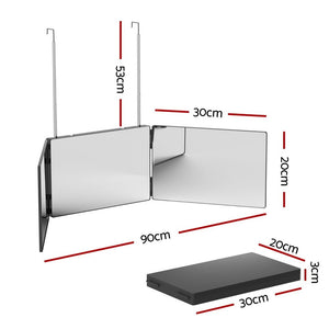 Embellir Trifold Mirror Makeup Portable with Height Adjustable 3 Way Telescoping Hook Hair Cutting Styling - Glam Warehouse