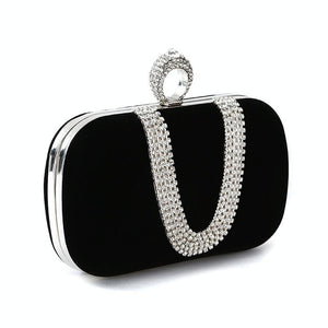 Embellished u Shape Evening Clutch for Ladies - Banquet Ready - Black - Glam Warehouse