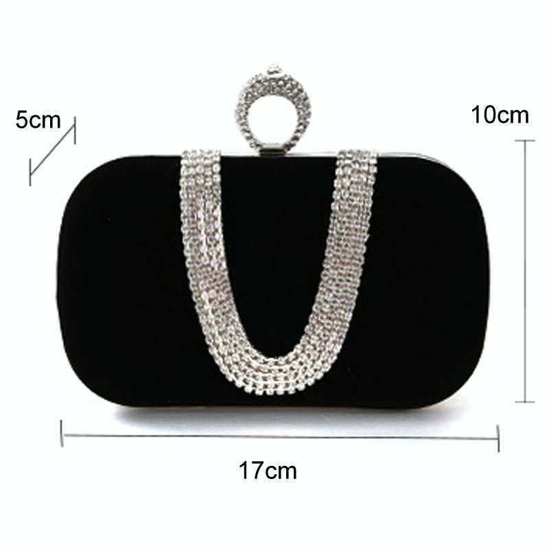 Embellished u Shape Evening Clutch for Ladies - Banquet Ready - Black - Glam Warehouse