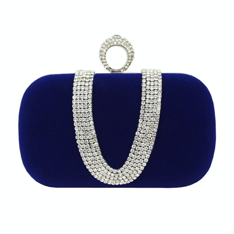 Embellished u Shape Evening Clutch for Ladies - Banquet Ready - Red - Glam Warehouse