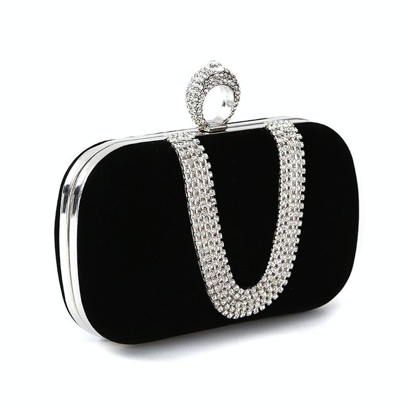 Embellished u Shape Evening Clutch for Ladies - Banquet Ready - Red - Glam Warehouse