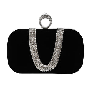 Embellished u Shape Evening Clutch for Ladies - Banquet Ready - Red - Glam Warehouse