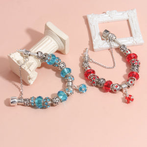 Ethnic Crystal Bead DIY Bracelet blue Alloy Electroplated Big Bead Bracelet(17cm) - Glam Warehouse