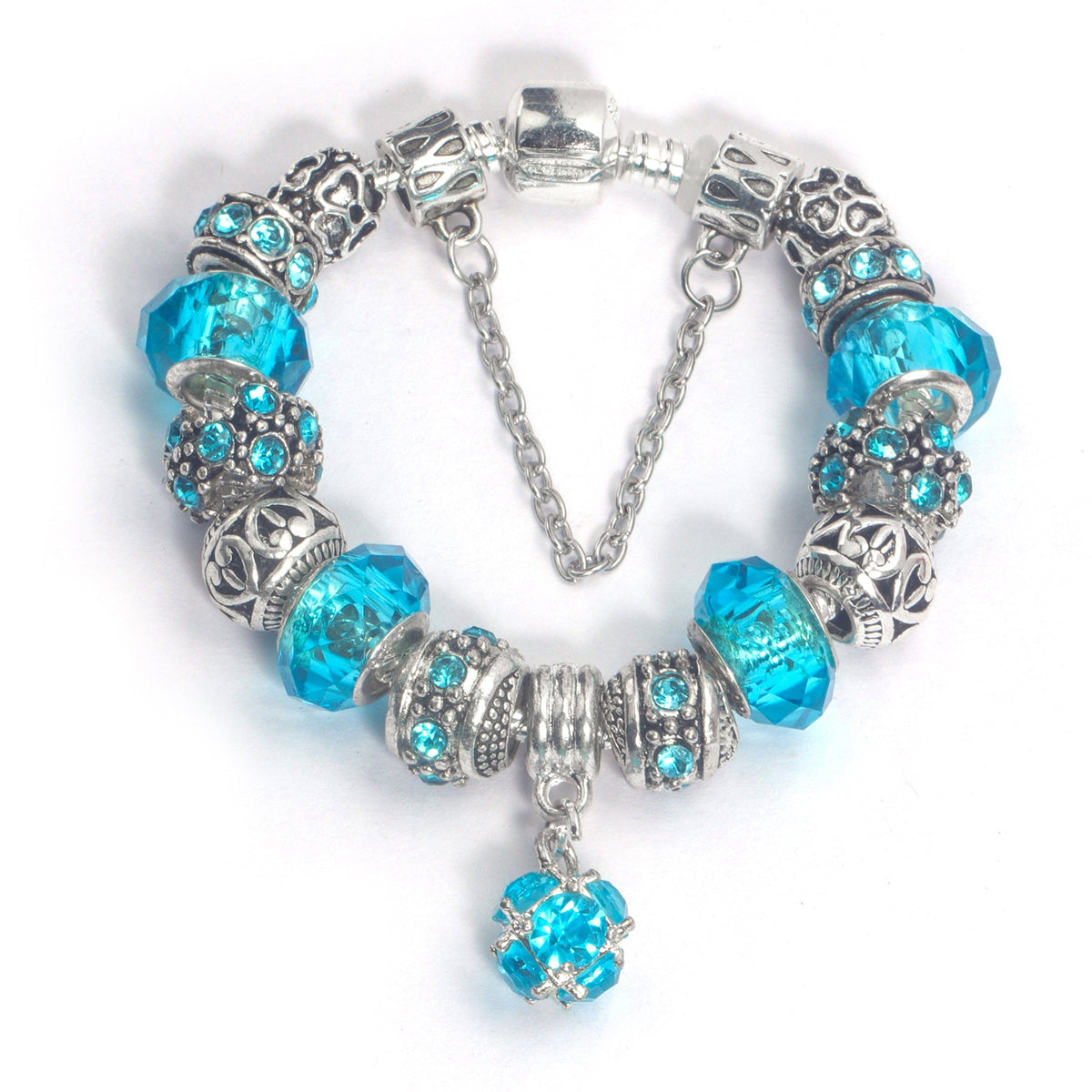 Ethnic Crystal Bead DIY Bracelet blue Alloy Electroplated Big Bead Bracelet(17cm) - Glam Warehouse
