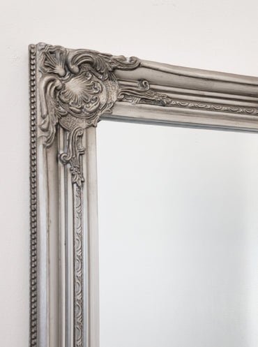 French Provincial Ornate Mirror - Antique Silver - Medium 70cm x 170cm - Glam Warehouse