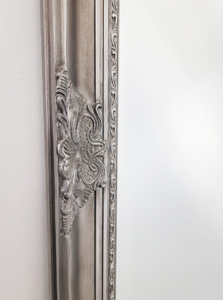 French Provincial Ornate Mirror - ANTIQUE SILVER- X Large 100cm x 190cm - Glam Warehouse