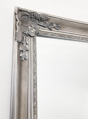 French Provincial Ornate Mirror - ANTIQUE SILVER- X Large 100cm x 190cm - Glam Warehouse
