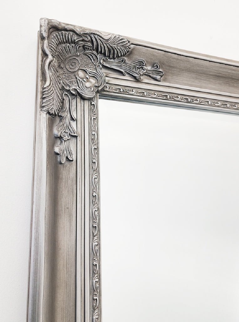 French Provincial Ornate Mirror - ANTIQUE SILVER- X Large 100cm x 190cm - Glam Warehouse