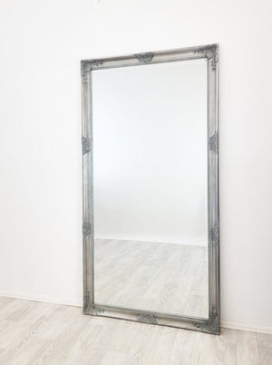 French Provincial Ornate Mirror - ANTIQUE SILVER- X Large 100cm x 190cm - Glam Warehouse