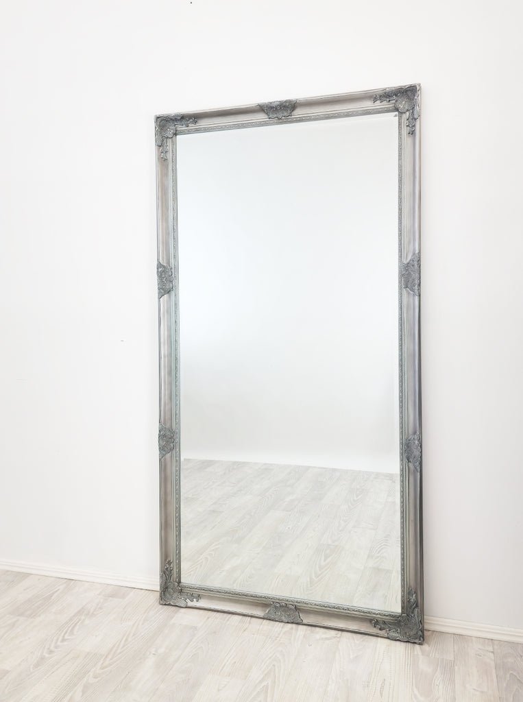 French Provincial Ornate Mirror - ANTIQUE SILVER- X Large 100cm x 190cm - Glam Warehouse
