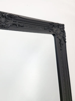 French Provincial Ornate Mirror - Black - Medium 70cm x 170cm - Glam Warehouse