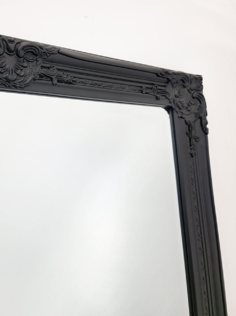 French Provincial Ornate Mirror - Black - Medium 70cm x 170cm - Glam Warehouse