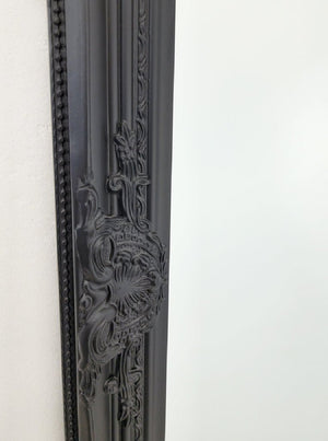 French Provincial Ornate Mirror - Black - Medium 70cm x 170cm - Glam Warehouse
