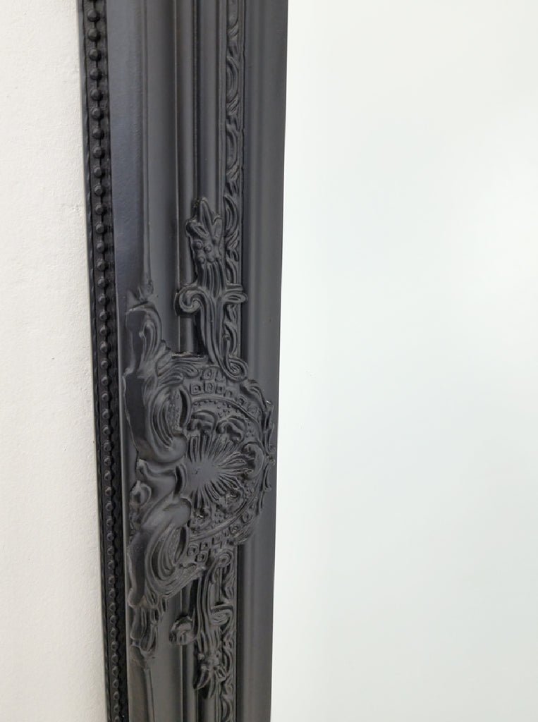French Provincial Ornate Mirror - Black - Medium 70cm x 170cm - Glam Warehouse