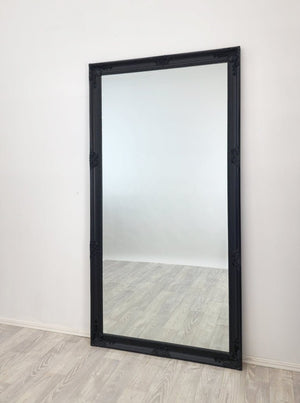 French Provincial Ornate Mirror - BLACK - X Large 100cm x 190cm - Glam Warehouse