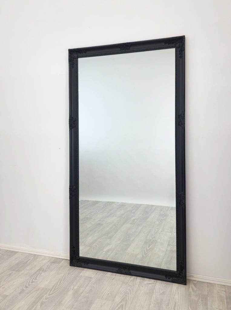 French Provincial Ornate Mirror - BLACK - X Large 100cm x 190cm - Glam Warehouse