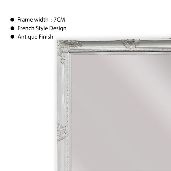 French Provincial Ornate Mirror - White - Medium 70cm x 170cm - Glam Warehouse