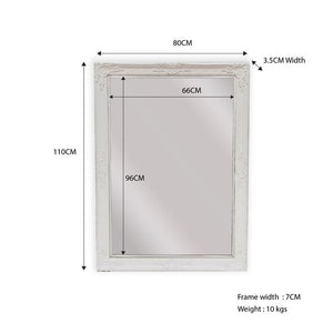 French Provincial Ornate Mirror - White - Small 80cm x 110cm - Glam Warehouse
