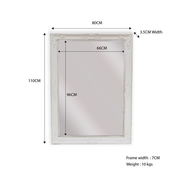 French Provincial Ornate Mirror - White - Small 80cm x 110cm - Glam Warehouse
