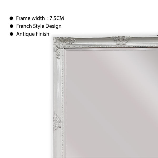 French Provincial Ornate Mirror - WHITE - X Large 100cm x 190cm - Glam Warehouse
