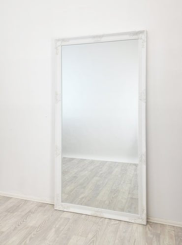 French Provincial Ornate Mirror - WHITE - X Large 100cm x 190cm - Glam Warehouse