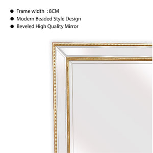 Gold Beaded Framed Mirror - Free Standing 50cm x 170cm - Glam Warehouse