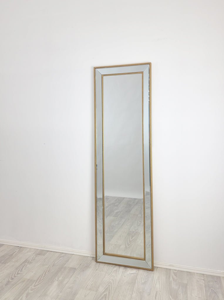 Gold Beaded Framed Mirror - Free Standing 50cm x 170cm - Glam Warehouse