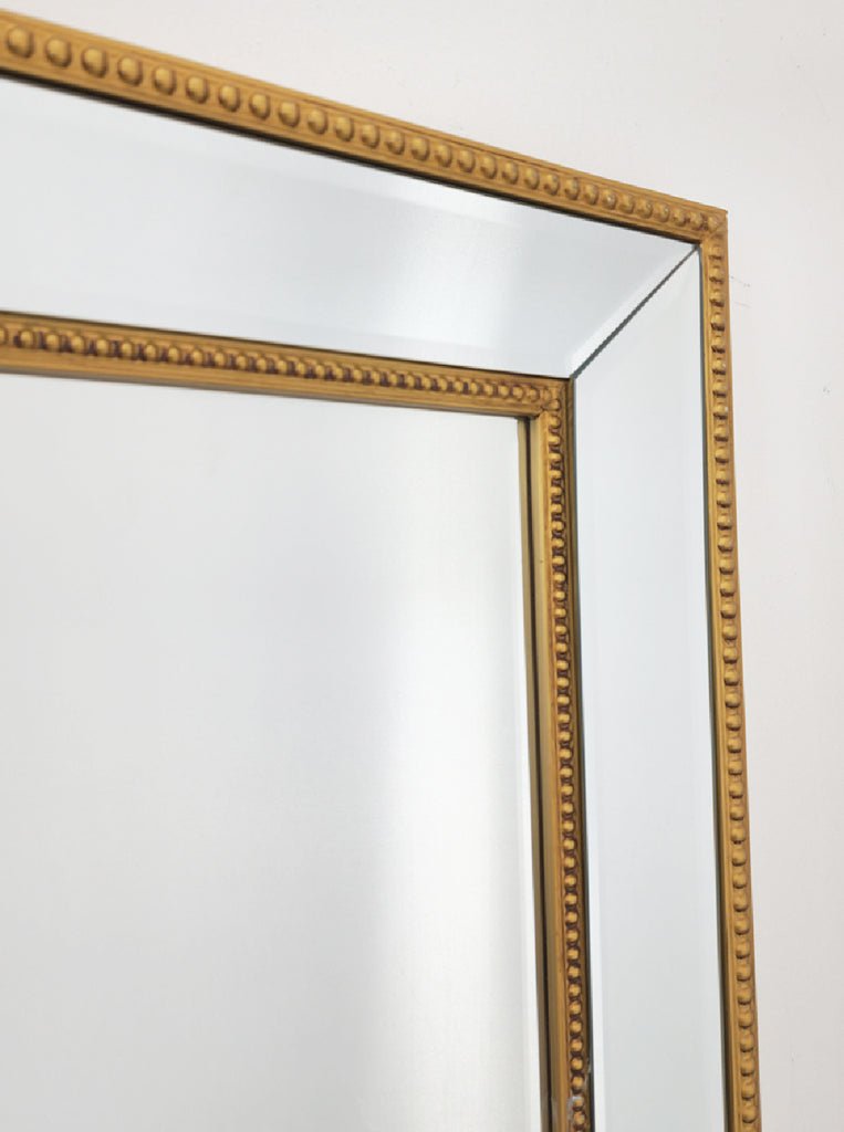 Gold Beaded Framed Mirror - Free Standing 50cm x 170cm - Glam Warehouse
