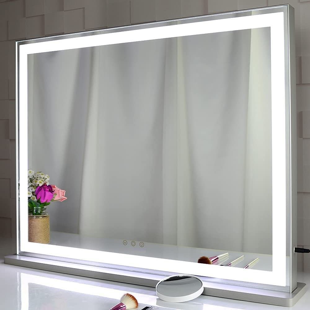 Hollywood LED Makeup Mirror with Smart Touch Control and 3 Colors Dimmable Light (72 x 56 cm) - Glam Warehouse