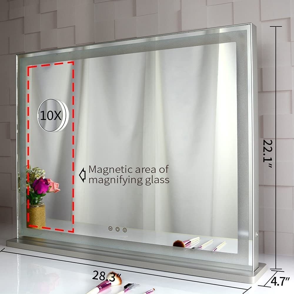 Hollywood LED Makeup Mirror with Smart Touch Control and 3 Colors Dimmable Light (72 x 56 cm) - Glam Warehouse