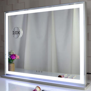 Hollywood LED Makeup Mirror with Smart Touch Control and 3 Colors Dimmable Light (72 x 56 cm) - Glam Warehouse