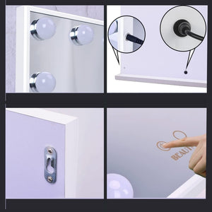 Hollywood Makeup Vanity Mirror with LED Lights and Detachable 10X Magnification Mirror (White, 62 x 51 cm) - Glam Warehouse