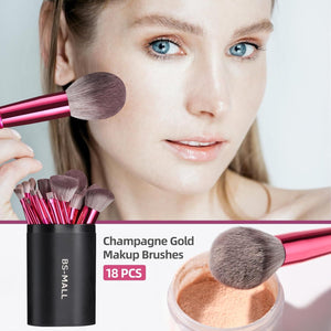 Hot red Professional Makeup Brush Set (18-Piece): Cruelty-Free, Versatile for Foundation, Blush & Eyeshadow, Ideal for Aussies - Glam Warehouse