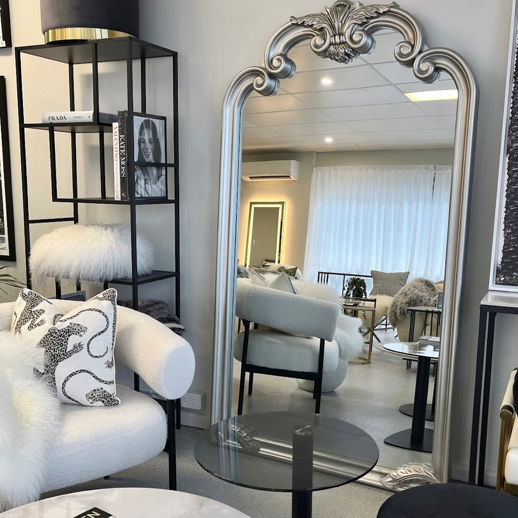 Interior Ave - Palacio Leaner Mirror - Antique Silver - Glam Warehouse