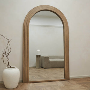 Interior Ave - Sierra Arched Step Mirror – Signature Sculptural Oak Wood Statement Piece - Glam Warehouse