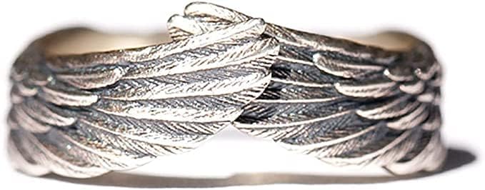 JZ.FZSEDQ Wings Ring Fashion Creative Feather Angel Ring Open Adjustable Guardian Ring for Women - Glam Warehouse