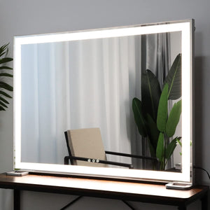 Large Hollywood Makeup Mirror 3 Modes Lighted and Smart Touch Control (92 x 68 cm) - Glam Warehouse