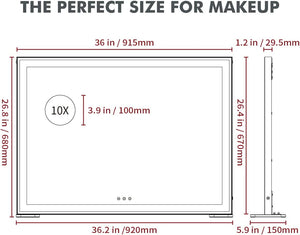 Large Hollywood Makeup Mirror 3 Modes Lighted and Smart Touch Control (92 x 68 cm) - Glam Warehouse