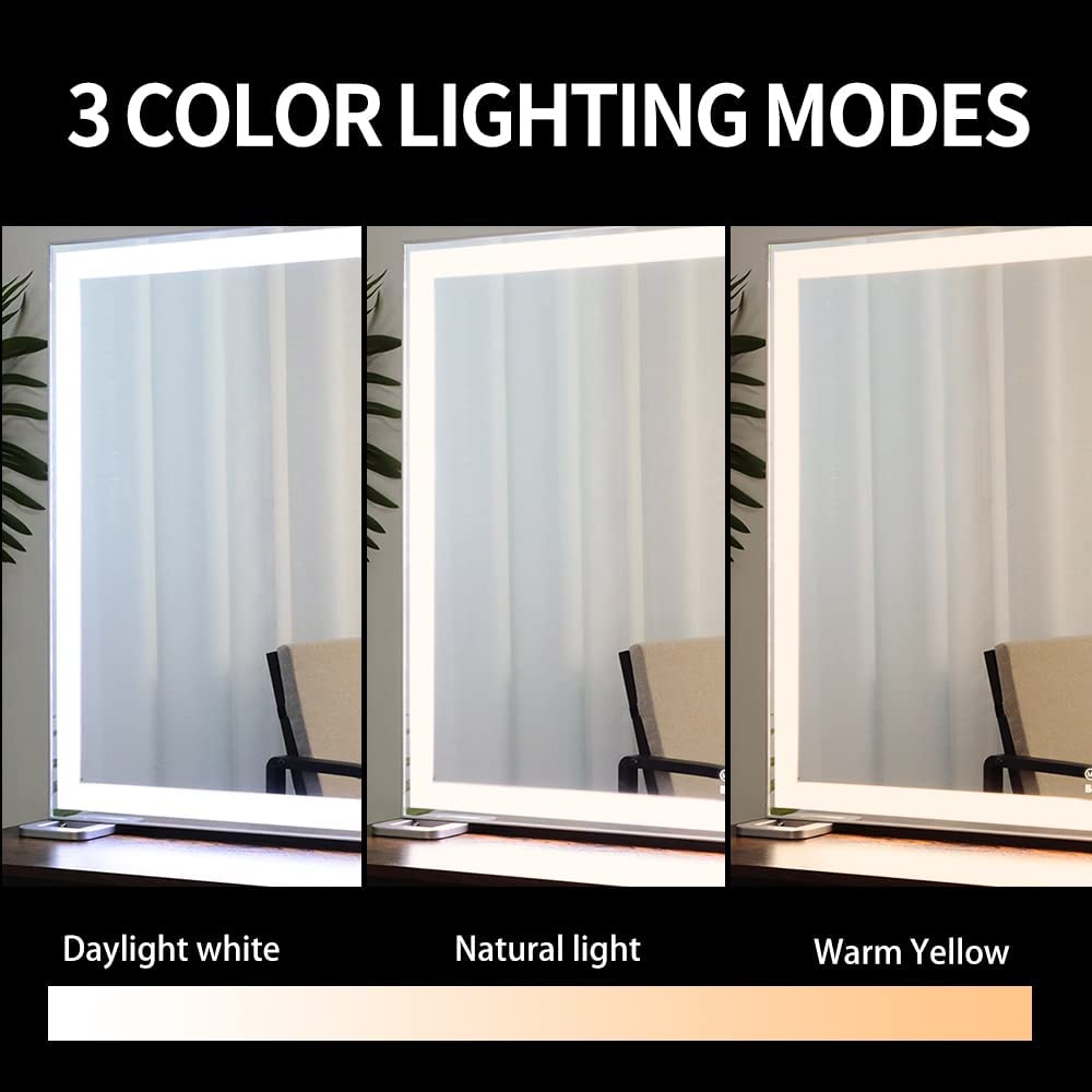 Large Hollywood Makeup Mirror 3 Modes Lighted and Smart Touch Control (92 x 68 cm) - Glam Warehouse