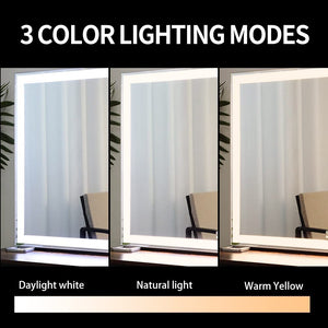 Large Hollywood Makeup Mirror 3 Modes Lighted and Smart Touch Control (92 x 68 cm) - Glam Warehouse