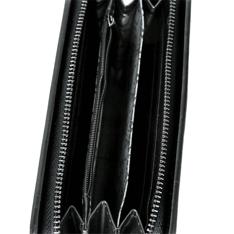 Leather Wristlet Handbag with Metal Skull Design - Glam Warehouse
