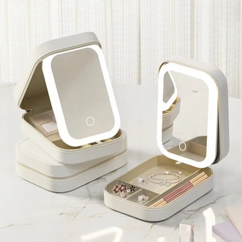 LED Mirror Cosmetics Storage Box - Glam Warehouse