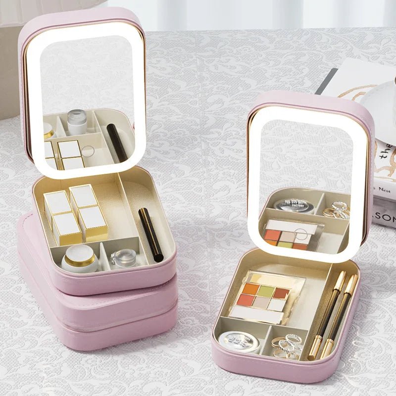 LED Mirror Cosmetics Storage Box - Glam Warehouse