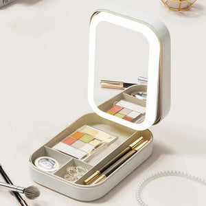LED Mirror Cosmetics Storage Box - Glam Warehouse