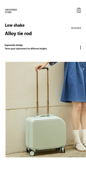 Light Blue Compact 18-Inch Carry-On Suitcase | Lightweight ABS Hardside Spinner Luggage - Glam Warehouse