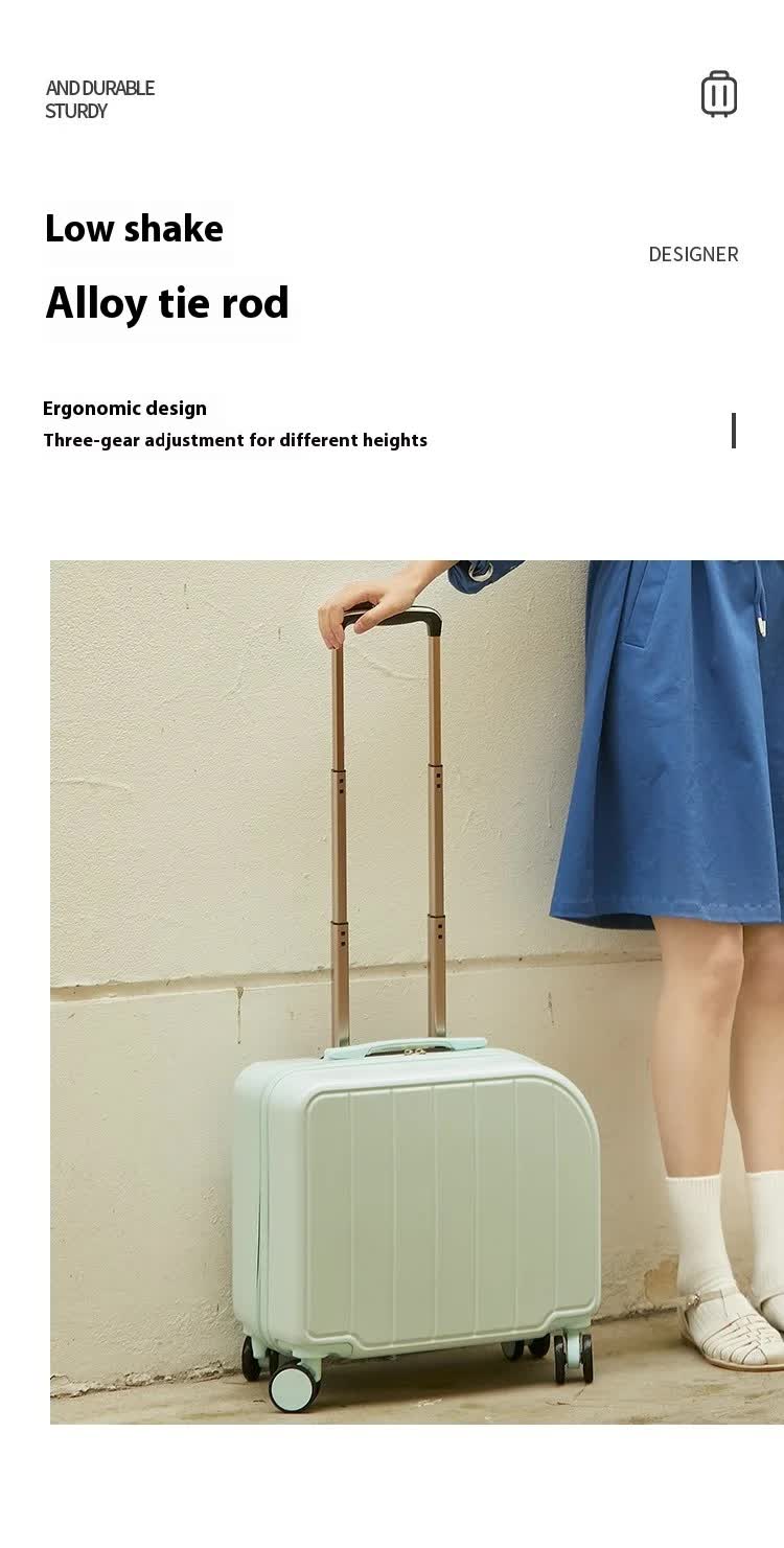 Light Blue Compact 18-Inch Carry-On Suitcase | Lightweight ABS Hardside Spinner Luggage - Glam Warehouse