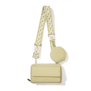 Light Green 2-piece combination new mobile phone shoulder bag niche design one-shoulder messenger bag mobile phone bag multi-function wide shoulder strap mother-and-child bag - Glam Warehouse