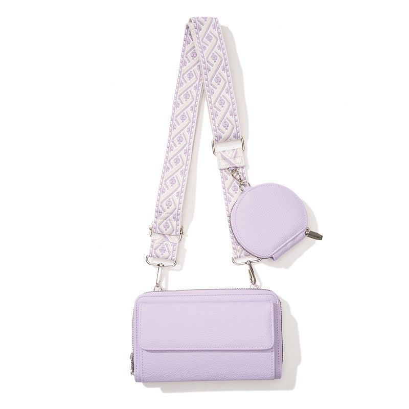 Light Purple 2-piece combination new mobile phone shoulder bag niche design one-shoulder messenger bag mobile phone bag multi-function wide shoulder strap mother-and-child bag - Glam Warehouse