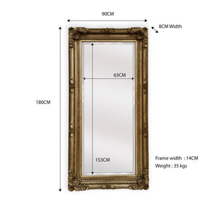 LUX French Provincial Ornate Mirror - Antique Champagne - Glam Warehouse