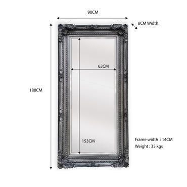 LUX French Provincial Ornate Mirror - Antique Silver - Glam Warehouse